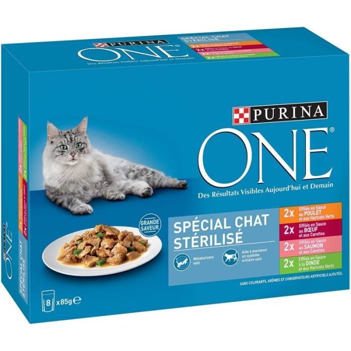 Comparer les prix de Aliments pour chats - PURINA - One Spécial Chat Stérilisé - 8x 85g - Sachets Fraîcheur - Lot de 2