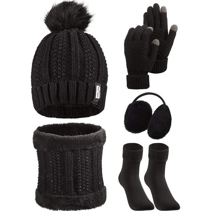 Pack Ski 5 Pièces Pour Femme – Bonnet, écharpe, Gants, Cache-oreilles Et Chaussettes – Tenue Complète Hiver - 4