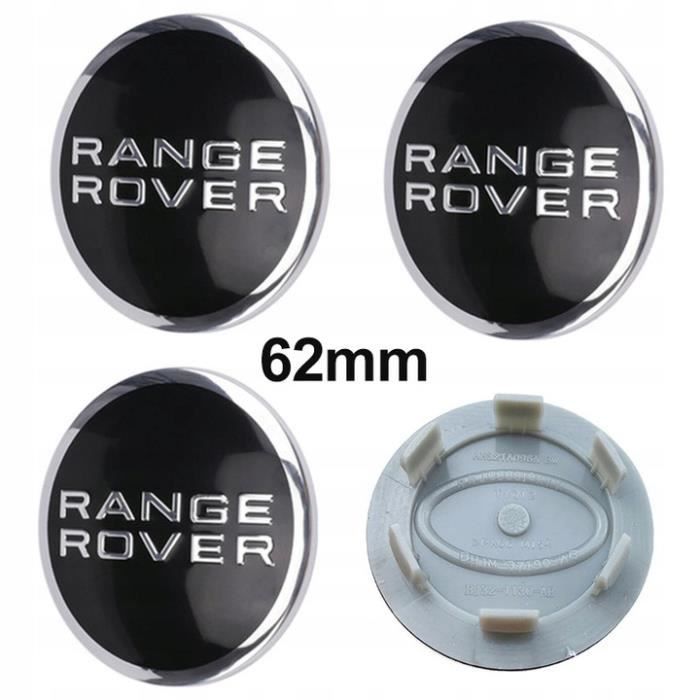 4 x 62mm RANGE ROVER Noir Logo Caches Moyeu Centre Roue Enjoliveur Pour Land Rover