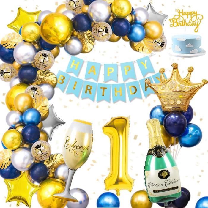 Decoration Anniversaire 1 An Garcon Marine Bleu Or Happy Birthday Balloons Deco Anniversaire Garcon 1 An Decoration Anniver 258 Cdiscount Maison