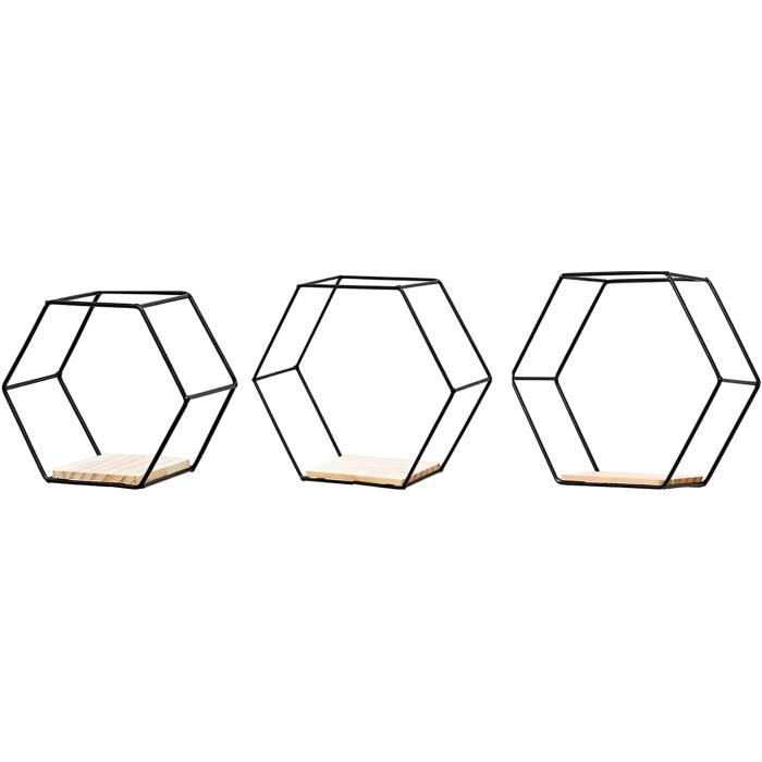 Lot De 3 étagères Flottantes Hexagonales, Grande, Moyenne Et