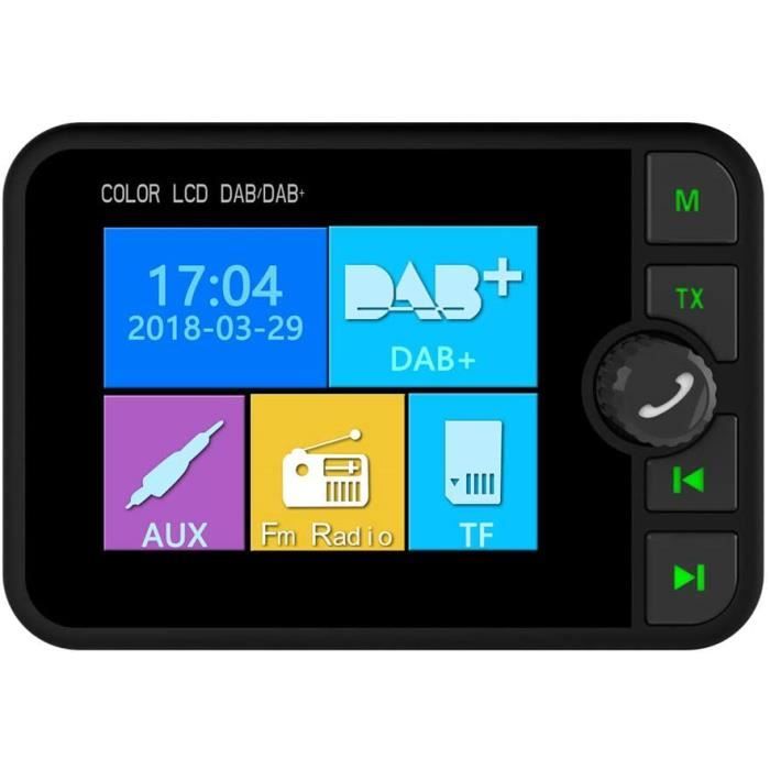 transmetteur FM Bluetooth 2,4 pouces LCD Voiture Kits Support appel mains libres avec trou magnétique pour installation noir Autoradio DAB/DAB+ 