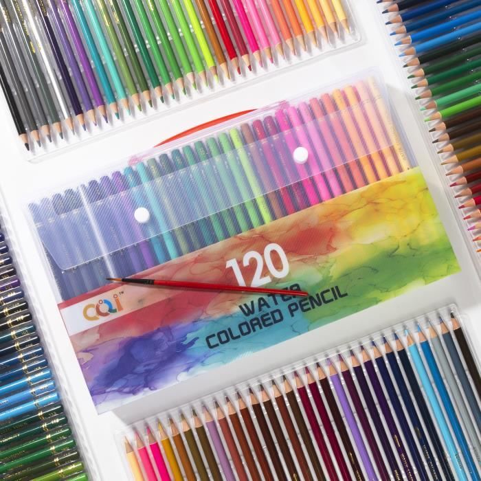 avec Boite Métal Zenacolor Solubles et Différents Numérotés 120 Crayons Aquarellables Set de Crayon de Couleurs Aquarelle 120 Crayon de Couleurs Professionnel 