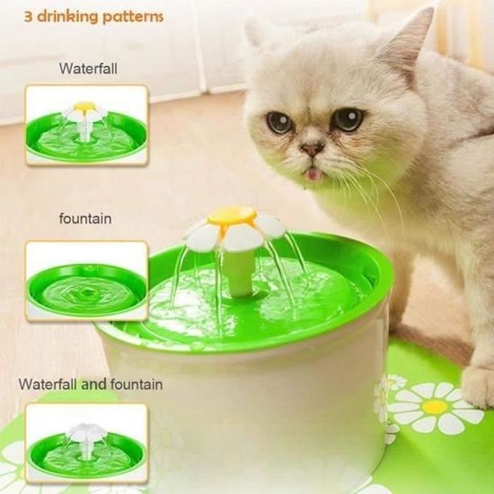 Meilleurs prix pour Vert Fontaine à Eau Pour Chat Chien Fleur avec Filtre 1,6L Bol Distributeur D'Eau Silencieuse Hygiénique Pour Chat Chien Oiseaux