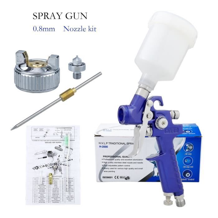 Buse De Rechange 1,3 Mm HVLP Pour Pistolet à Peinture AUARITA H-827 – En Laiton/acier, Kit Buse/aiguille/capuchon
