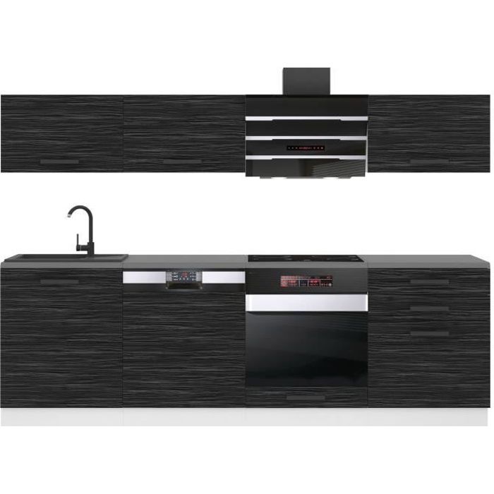 Cuisine Complète - B BELINI GROUP - Modèle LINDA - 240 cm - Ébène Royal - Design Contemporain