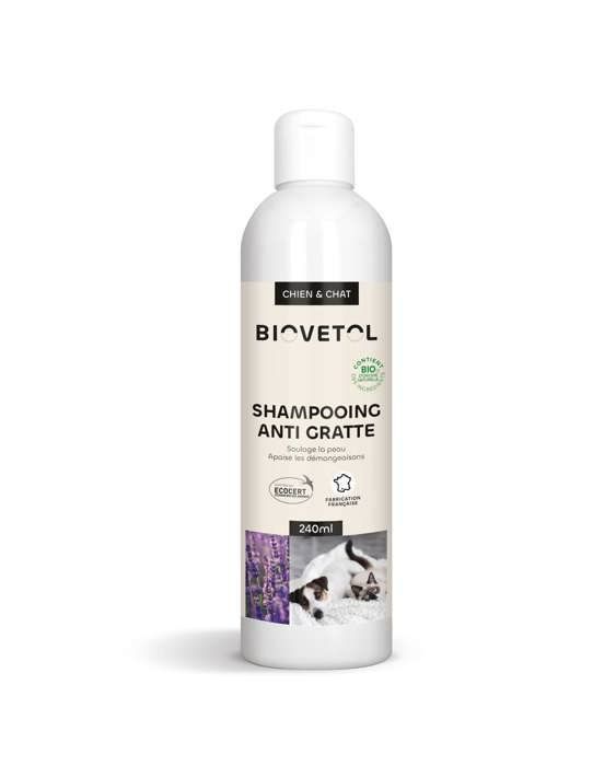 Biovetol Shampooing AntiGratte certifié Bio Apaise les irritation et les démangeaisons