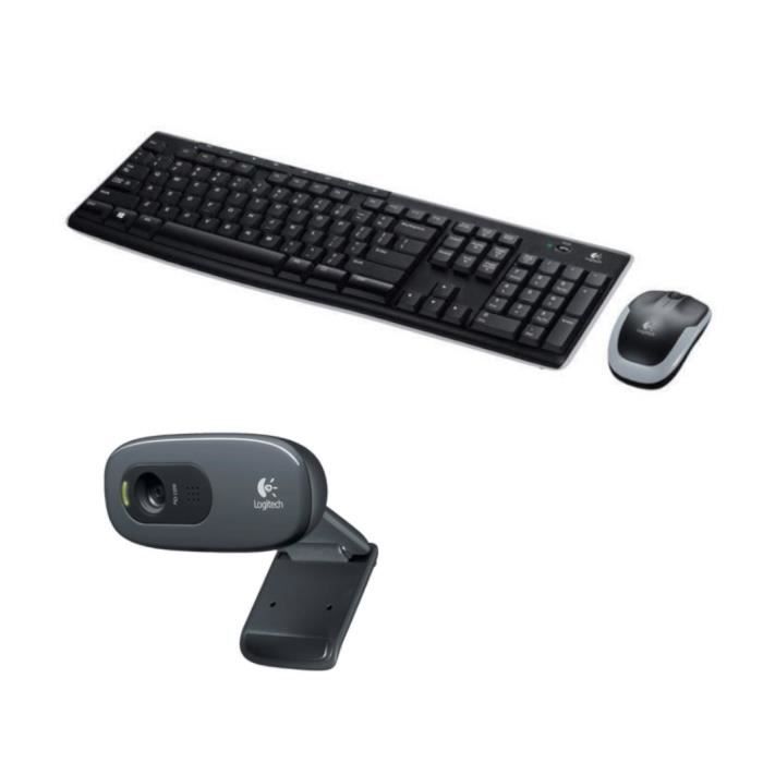 LOGITECH - Pack clavier souris sans fil MK270 + webcam middle C270