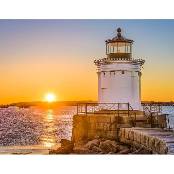 5D Diamond Painting Phare Kit - Diy Broderie Diamant Paysage Pour Adulte - Décoration Salon