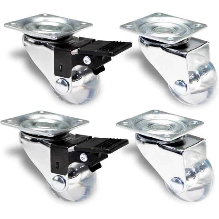 PRIOstahl® Lot De 2 Roulettes Pivotantes Et 2 Roulettes