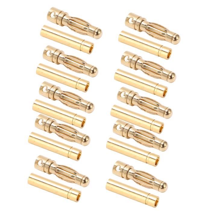 Connecteurs Banane 4mm/6mm - Lot De 20 Paires (mâle/femelle) - Pour Enceintes, Audio, RC, Batteries