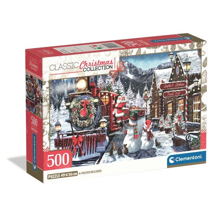 Puzzle 500 pièces - Train Station W/Snowman