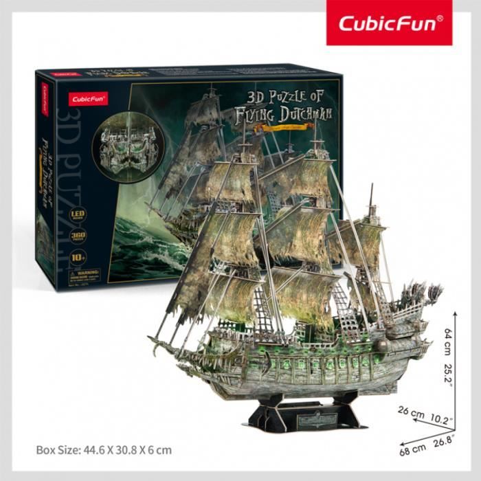 Puzzle 3D - CUBICFUN - Flying Dutchmann - 360 pièces - Éclairage LED - Thème fantastique