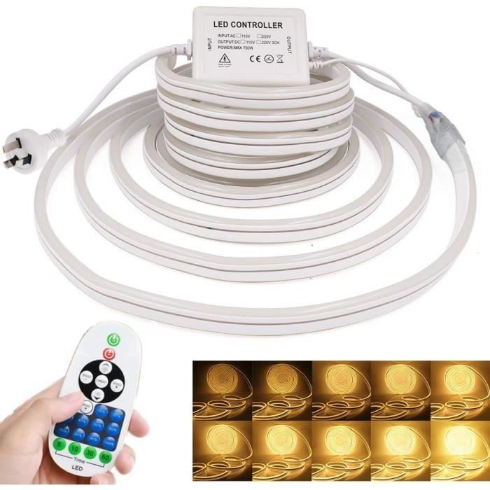 LRGBST 10M Bande De LED Au Néon Blanc Chaud, Bande De Lumière Au Néon LED Imperméable 24V IP65 Avec Interrupteur De Dimmer De Balayage Tactile Et Manuel Pour L'éclairage Indirect