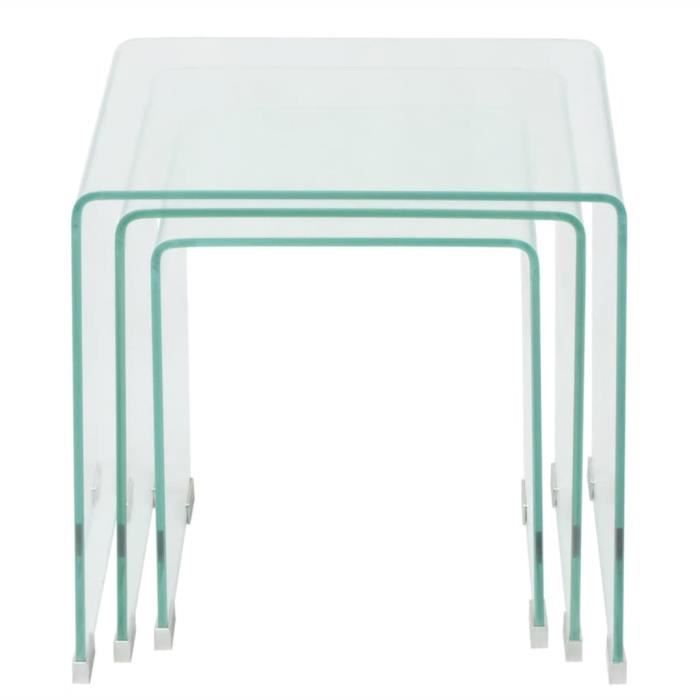 Tables Gigognes Thalie Atmosphera - Verre Trempé Et Hêtre - 2 Tailles