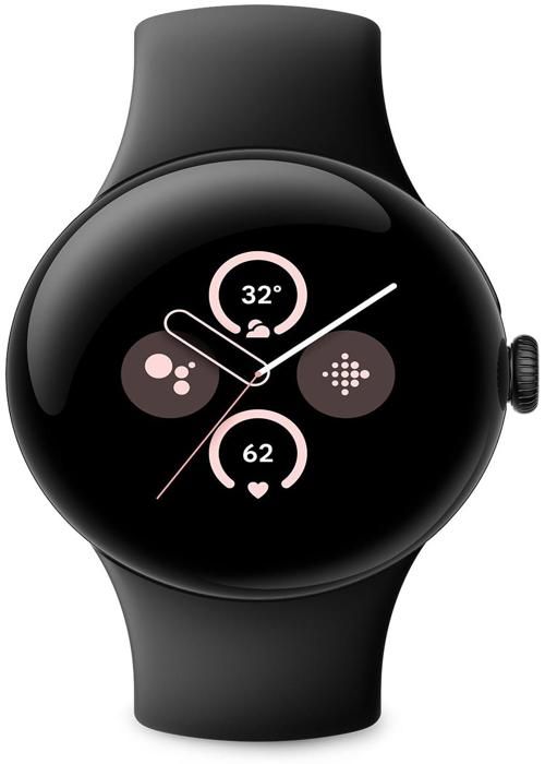 Montre connectée Google Pixel Watch 2 – Boîtier en aluminium Noir Mat – Bracelet sport Noir Volcanique – Wifi