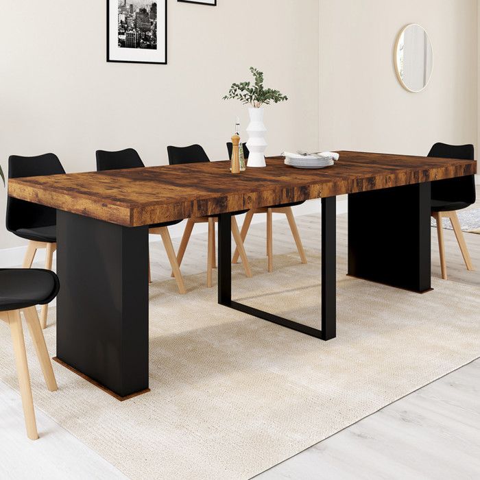 IDMARKET Table console extensible EDEN 10 personnes 235 cm bois effet vieilli et noir IDMARKET Table console extensible EDEN 10 personnes 235 cm bois effet vieilli et noir