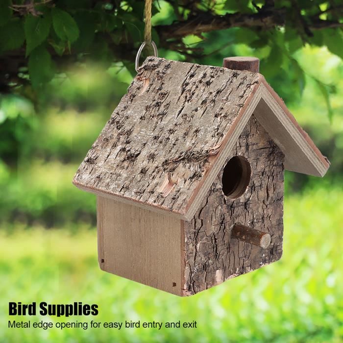 Maison à Oiseaux En Bois Avec 6 Trous - Décoration De Jardin Extérieur, Nichoir Multi-loges, 20x14x13 Cm