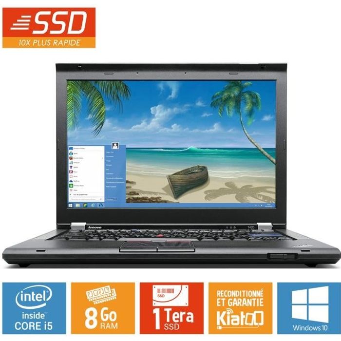 LENOVO - Ordinateur Portable ThinkPad T420 - Intel Core i5 - RAM 8Go - Stockage SSD 1To - Windows 10 - Reconditionné