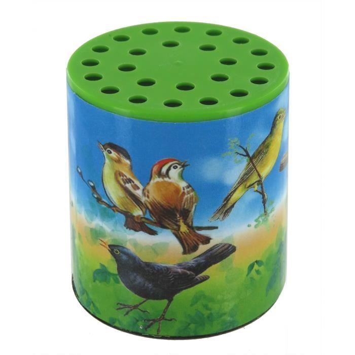 Boîte à meuh ou boîte à oiseau pour entendre le cri aigu d'un oiseau (cette boîte se secoue horizontalement mais ne se retourne pas)