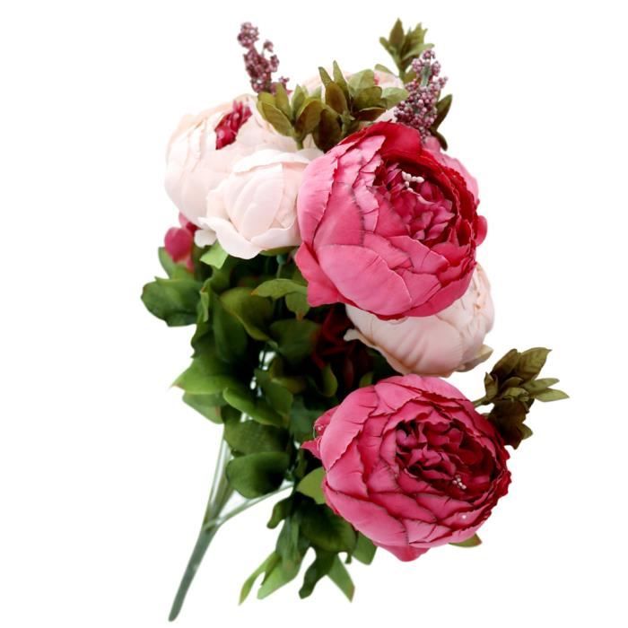 Boutonnière Mariage Bouquet Cascade Fleur en Soie Pivoine Accessoires de  Mariée Œillet Rose profond - Cdiscount Maison