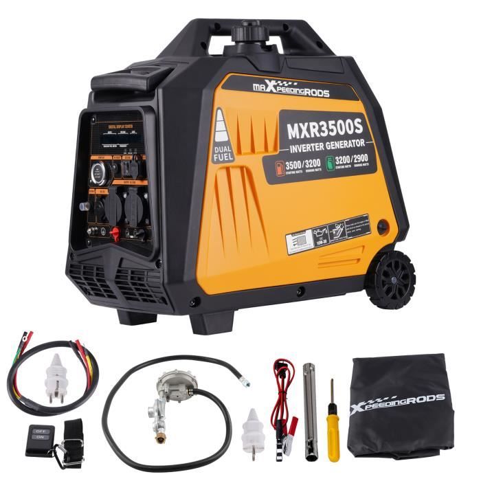 Groupe électrogène à onduleur 3500W LPG/essence 4 temps avec prises USB et 230V générateur de