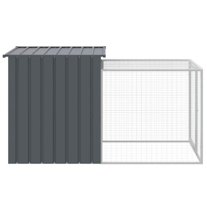 Meilleurs prix pour Poulailler avec cour anthracite 110x201x110 cm acier galvanisé Mothinessto YY00244