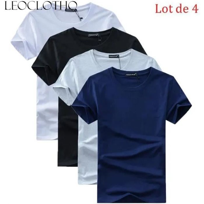 T-shirt Pour Homme, Ultra Doux, Blanc, Uni, Col Rond, T-shirt Basique