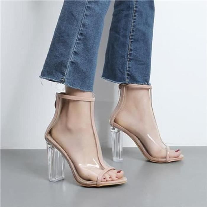 bottines talon transparent