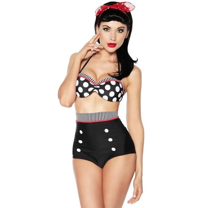 Femme Vintage 50s Pin Up Girl Rockabilly Maillot De Bain En Bikini Retro Taille Haute Set 5 Achat Vente Maillot De Bain Cdiscount