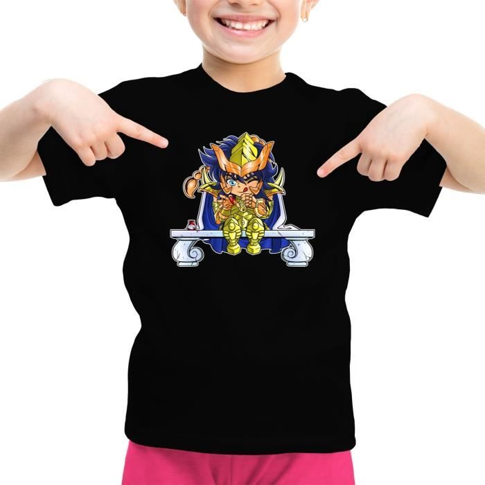 T Shirt Enfant Fille Noir Saint Seiya Parodique Milo Du Scorpion Le Chevalier D Or L Ongle Ecarlate Parodie Saint Seiya Noir Cdiscount Pret A Porter