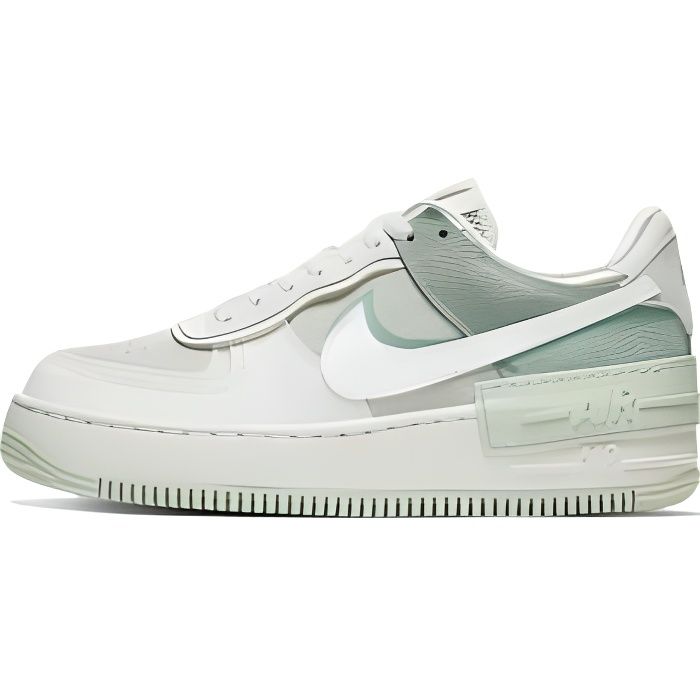 Basket Nike AIR FORCE 1 LO SHADOW Blanc et vert Femme Cuir Lacets Blanc et vert Cdiscount Chaussures