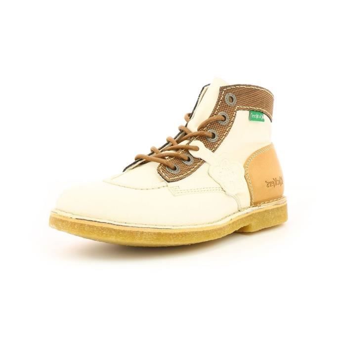 Bottines Kick Legend Femme Kickers Cuir Blanc Confortable pour