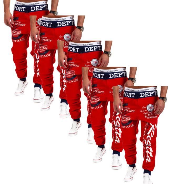 Lot de 5 Pantalon de jogging Hommes sport de marque luxe de imprimé et baggy Vêtement Masculin
