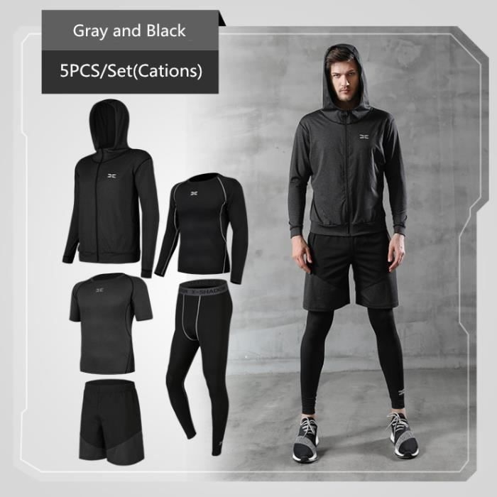 Ensemble Compression Tenue Sport Homme Fitness Vetement Running Shirt  Legging Collant Running Jogging Cyclisme 3 Pieces Noir XL - Cdiscount Sport