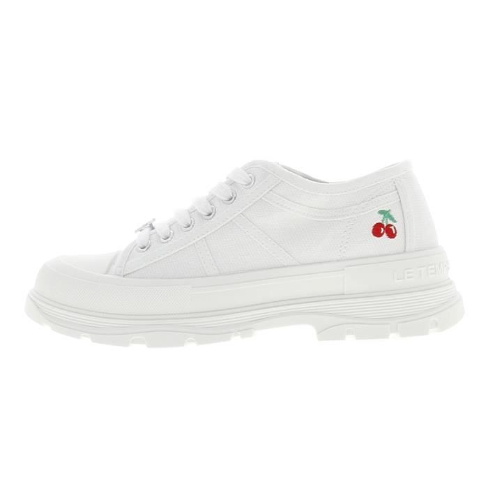 Chaussures basses toile blanches pour femme Lina White Le Temps des Cerises - look classique et confortable