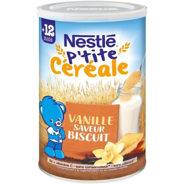 NESTLE P'tit Céréale bébé 12+ mois saveur biscuité vanille - Boite de 400 g  - Achat / Vente céréales bébé NESTLE P'tit Céréale bébé 12+ mois saveur  biscuité vanille - Boite de