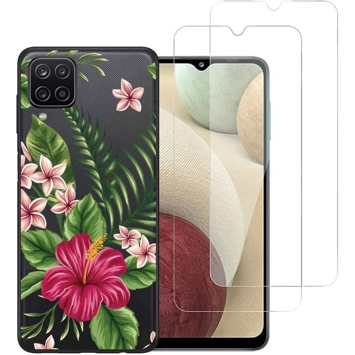 Coque Galaxy M12 + 2 Verres Trempés - Housse Silicone Noire Anti-choc