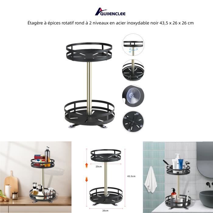 QUIIENCLEE Étagère à épices rotatif rond à 2 niveaux Stockage multi ...