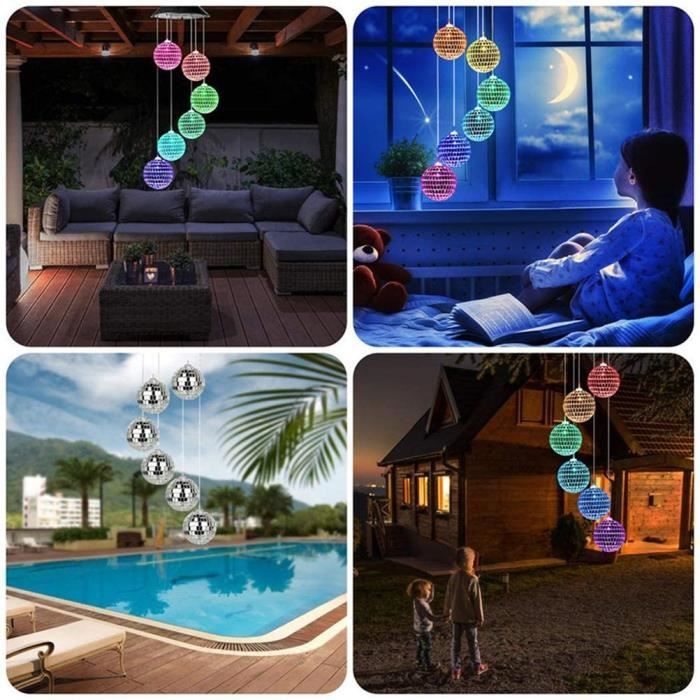 Bodhi2000 Carillon Solaire à LED – Boule De Cristal Changeante, 55 Cm, étanche, Décoration Jardin Terrasse, énergie Solaire