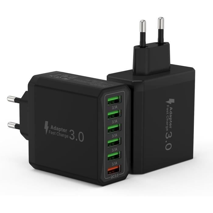 2 Pièces] Chargeur USB C 40W,Bloc Chargeur 4 Ports,Bloc De Charge Rapide Double Port PD+QC Connecteur Mural Multiports De Type C,Compatible Avec