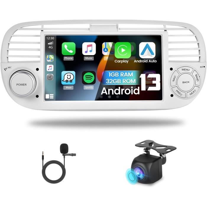 YZKONG Autoradio 7" Pour Fiat 500 2007-2015 - CarPlay Android Auto Sans Fil Bluetooth