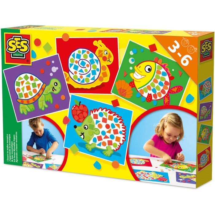 SES Creative 14827 J'apprends la mosaïque aves les mosaïques autocollants de couleur convient aux jeunes enfants