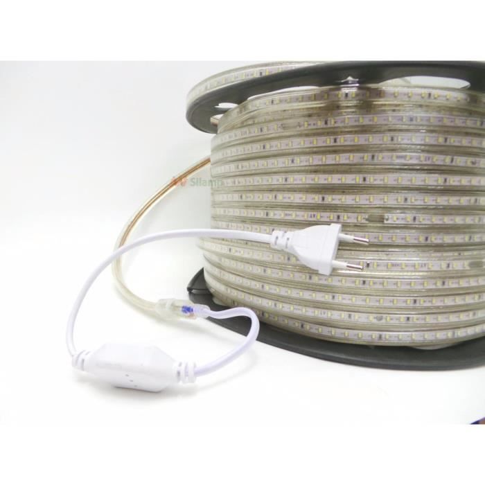 Ruban LED 220V Recoupable 5050 50M IP65 60LED/m - Blanc Chaud