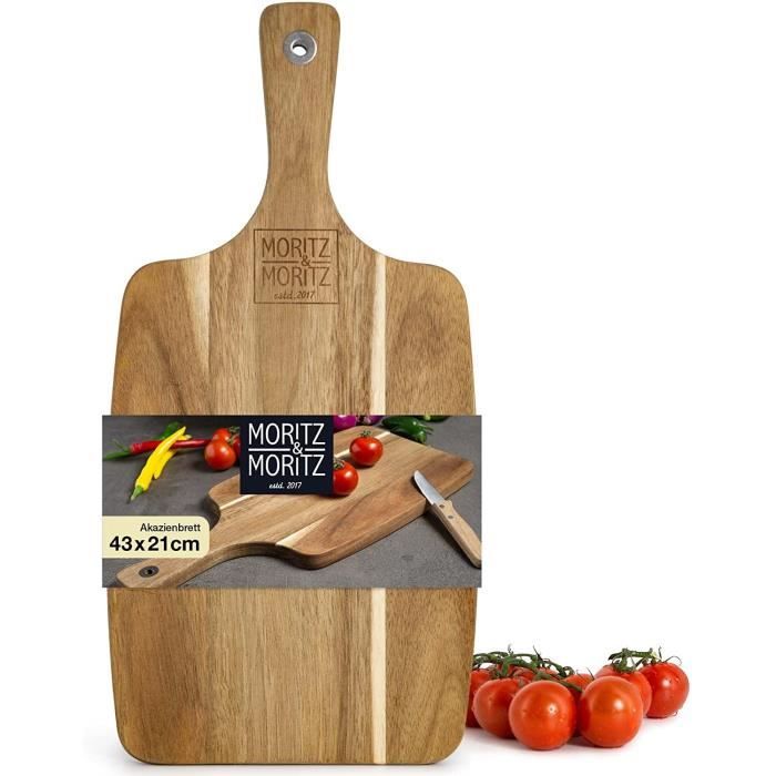 Planche de service en bois d’acacia avec poignée