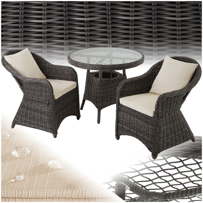 ENSEMBLE TABLE CHAISE DE JARDIN - TECTAKE - Salon de jardin ZÜRICH pour 2 personnes Avec cadre en aluminium - Gris ENSEMBLE TABLE CHAISE DE JARDIN - TECTAKE - Salon de jardin ZÜRICH pour 2 personnes Avec cadre en aluminium - Gris