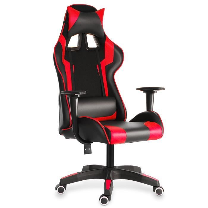 Chaise De Bureau Fauteuil Gamer Inclinable 155 Noir Et Rouge Cdiscount Maison