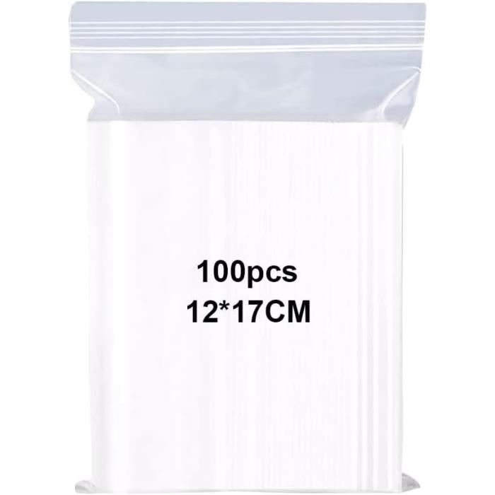 Sachet Plastique Transparent 100 Pcs Sac Zip Réutilisable Bonne