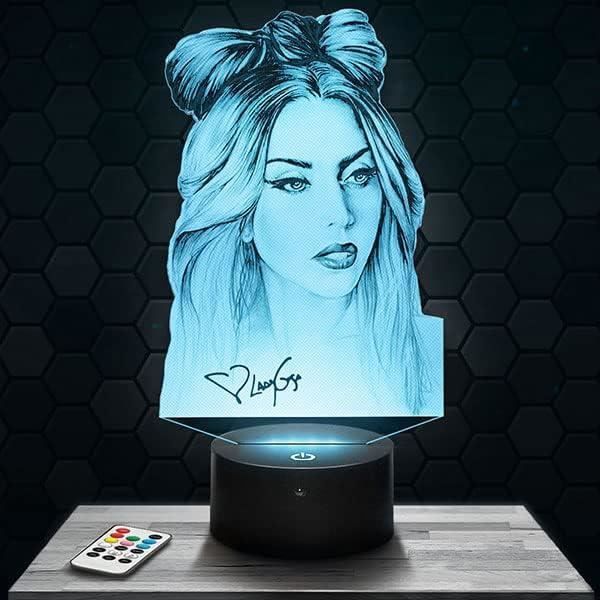 Lampe 3D David (Auteur-compositeur) - Veilleuse LED Holographique, Socle Multicolore Tactile, Idée Cadeau Originale
