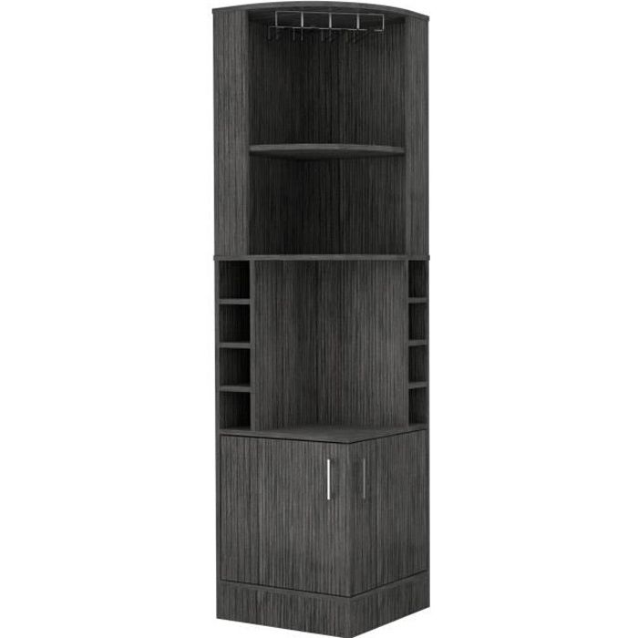 Meuble Bar dangle Syrah avec porte-verres 180.6 CM H X 46.9 CM L X 46.9 CM P Chêne Gris